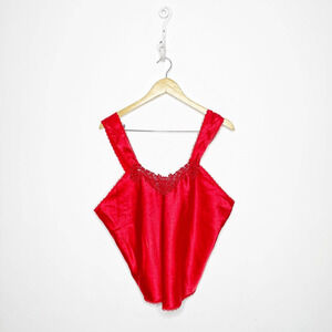 Vintage 80s 90s Victoria's Secret satin camisole cami red lace womens large L